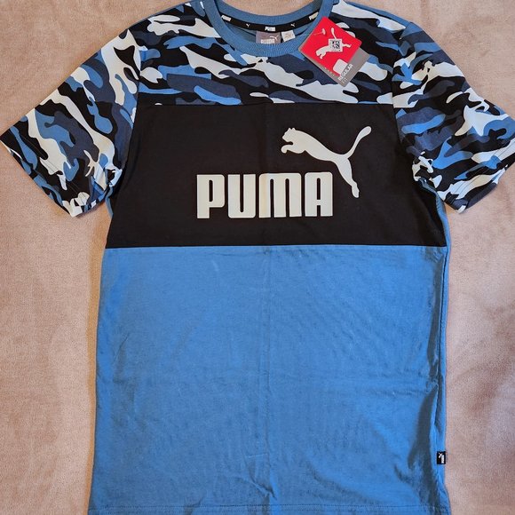 Puma Blue Camo T-Shirt - Picture 1 of 2